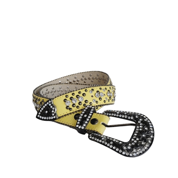 Western Leather Studs and Rhinestones Belt